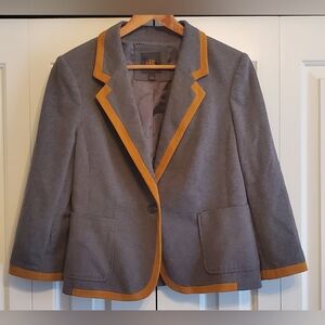 Womens OBR Outback Red The Limited Gray Single Breast Blazer Jacket Cotton Blend